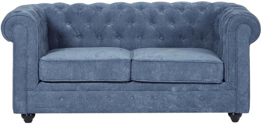 Vente-unique Tweezitsbank in blauwe stof CHESTERFIELD