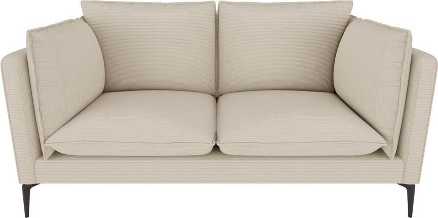 Vente-unique Tweezitsbank van beige ribfluweel KESTREL L 185 cm x H 85 cm x D 89 cm