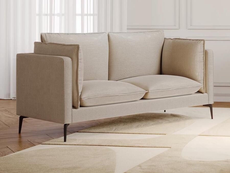 Vente-unique Tweezitsbank van beige ribfluweel KESTREL L 185 cm x H 85 cm x D 89 cm - Foto 2