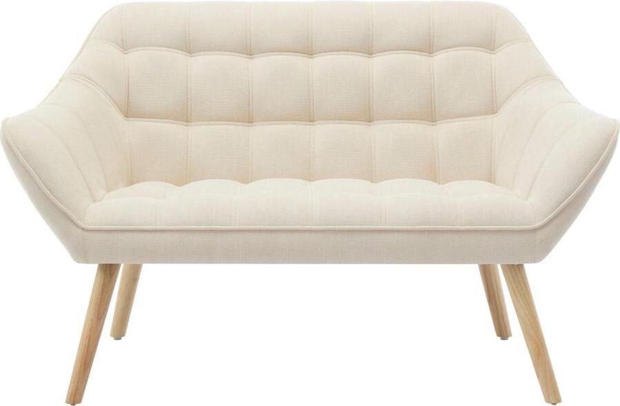 Vente-unique Tweezitsbank en fauteuil van beige stof CASERTA L 127 cm x H 77 cm x D 73 cm