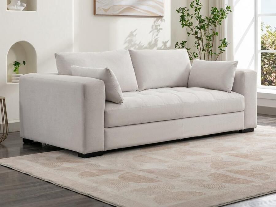 Vente-unique Tweezitsbank van beige stof met textuur REBOLDA L 215 cm x H 64 cm x D 107 cm - Foto 2