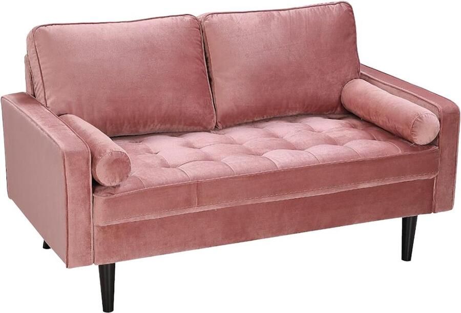 Vente-unique Tweezitsbank van fluweel FLEUET Oudroze L 145 cm x H 85 cm x D 82 cm - Foto 3