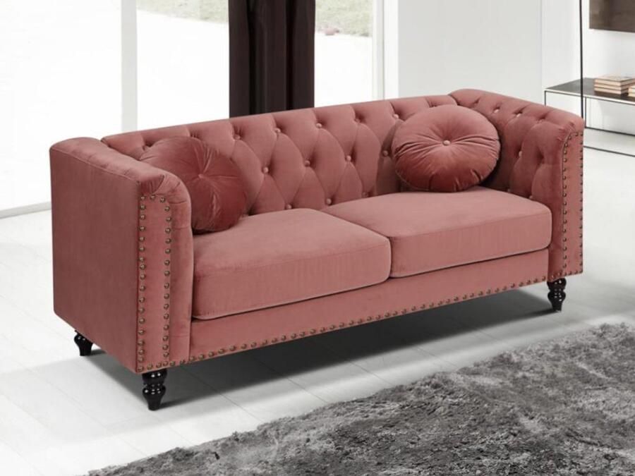 Vente-unique Tweezitsbank van fluweel TURNER Oudroze L 163 cm x H 79 cm x D 77 cm