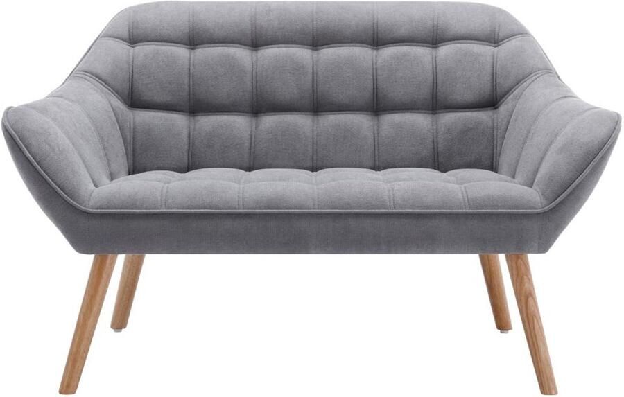 Vente-unique Tweezitsbank van grijze stof CASERTA L 127 cm x H 77 cm x D 73 cm - Foto 2