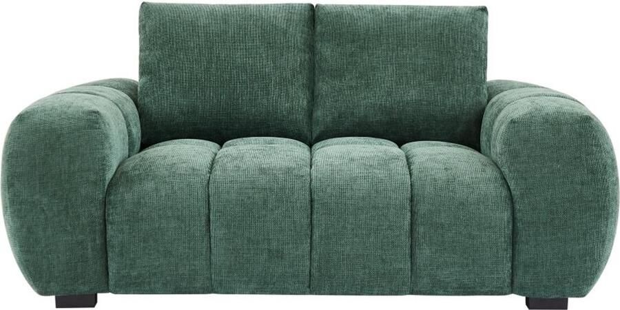 Vente-unique Tweezitsbank van groene stof met textuur BERENIA