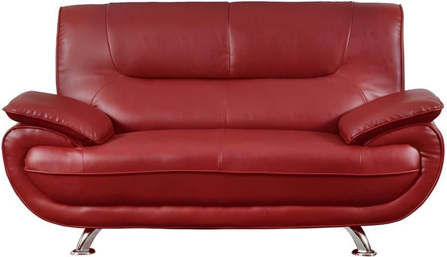 Vente-unique Tweezitsbank van kunstleer NIGEL Rood L 162 cm x H 91 cm x D 89 cm