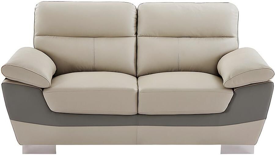 Vente-unique Tweezitsbank van leer FRANCESCA Tweekleurig antraciet en grijs L 170 cm x H 86 cm x D 85 cm - Foto 2