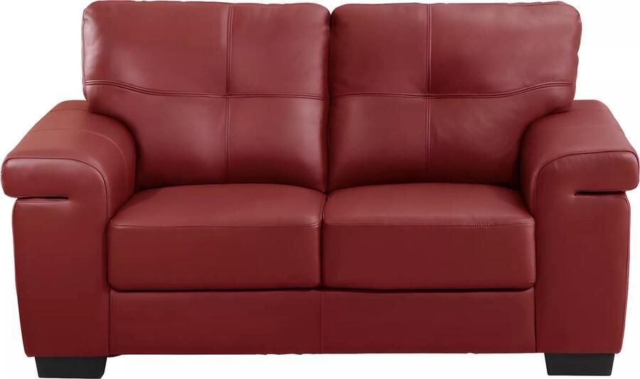 Vente-unique Tweezitsbank van leer HAZEL Rood L 161 cm x H 89 cm x D 93 cm