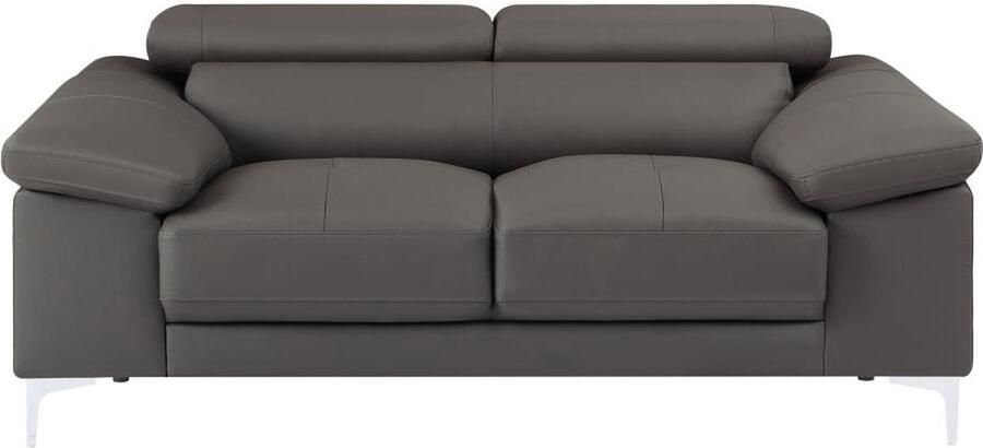 Vente-unique LINEA SOFA Tweezitsbank van leer SOLANGE Antraciet L 176 cm x H 90 cm x D 103 cm - Foto 5