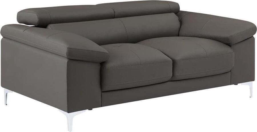 Vente-unique LINEA SOFA Tweezitsbank van leer SOLANGE Antraciet L 176 cm x H 90 cm x D 103 cm - Foto 4