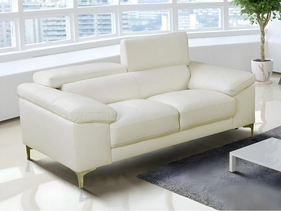 Vente-unique LINEA SOFA Tweezitsbank van leer SOLANGE Wit L 176 cm x H 90 cm x D 103 cm - Foto 2