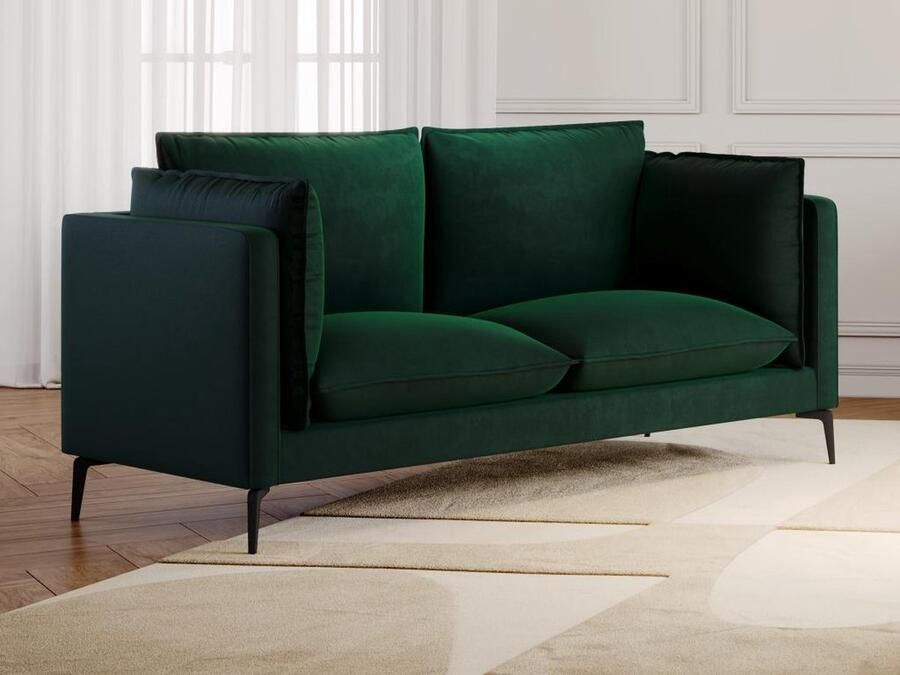 Vente-unique Tweezitsbank van spargroen velours KESTREL II L 185 cm x H 85 cm x D 89 cm
