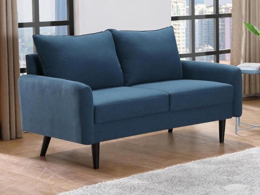 Vente-unique Tweezitsbank van stof HALIA Blauw L 146 cm x H 83 cm x D 81 cm