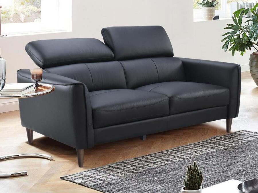 Vente-unique Tweezitsbank van zwart buffelleer SALVI L 177 cm x H 77 cm x D 107 cm - Foto 2