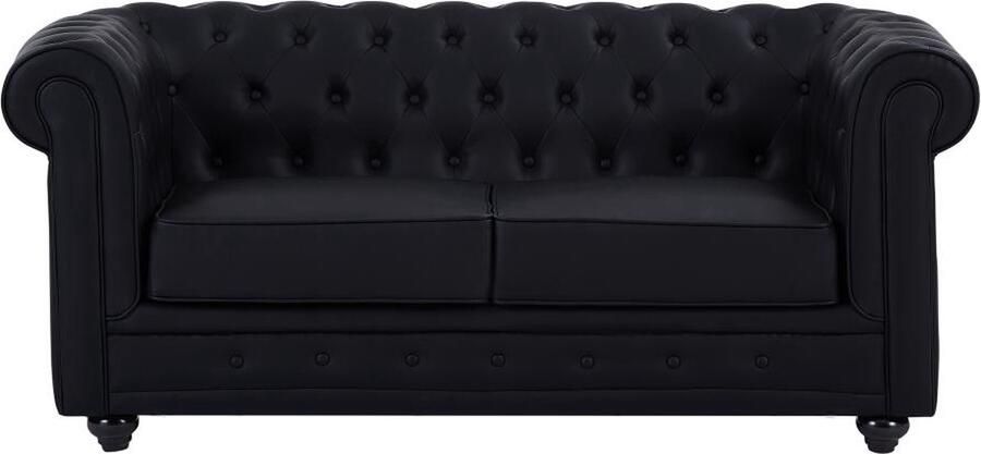 Vente-unique Tweezitsbank van zwart kunstleer CHESTERFIELD L 168 cm x H 72 cm x D 88 cm