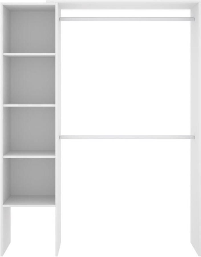 Merkloos Uitbreidbare kleedkamer Witte melamine Omkeerbare montage 1 kolom en 2 kasten L139.5 x D40 x H 187 cm