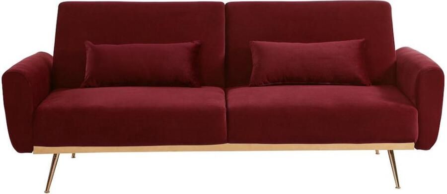 Vente-unique Uitklapbare driezitsbank in fluweel LAUNEI Bordeaux L 208 cm x H 86 cm x D 84 cm - Foto 3