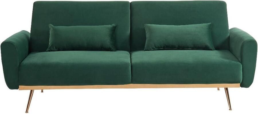 Vente-unique Uitklapbare driezitsbank in fluweel LAUNEI Dennengroen L 208 cm x H 86 cm x D 84 cm - Foto 3