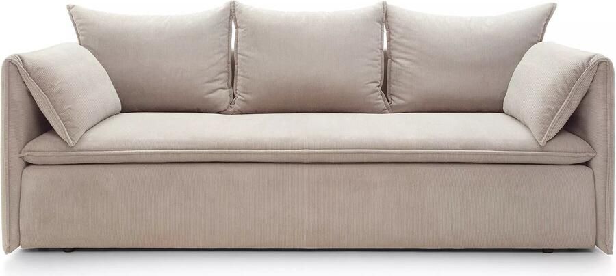Vente-unique Uitklapbare driezitsbank van beige ribfluweel TEODORA van PASCAL MORABITO L 218 cm x H 89 cm x D 105 cm - Foto 4