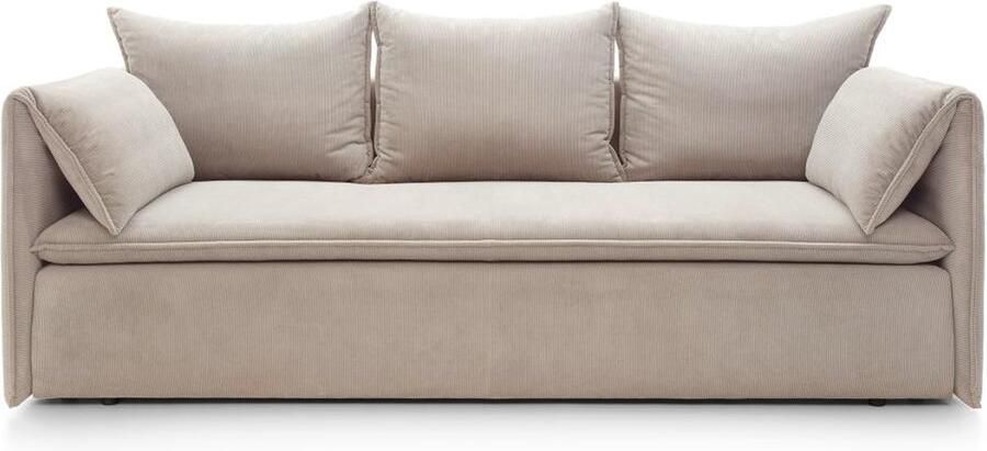 Vente-unique Uitklapbare driezitsbank van beige ribfluweel TEODORA van PASCAL MORABITO L 218 cm x H 89 cm x D 105 cm - Foto 3