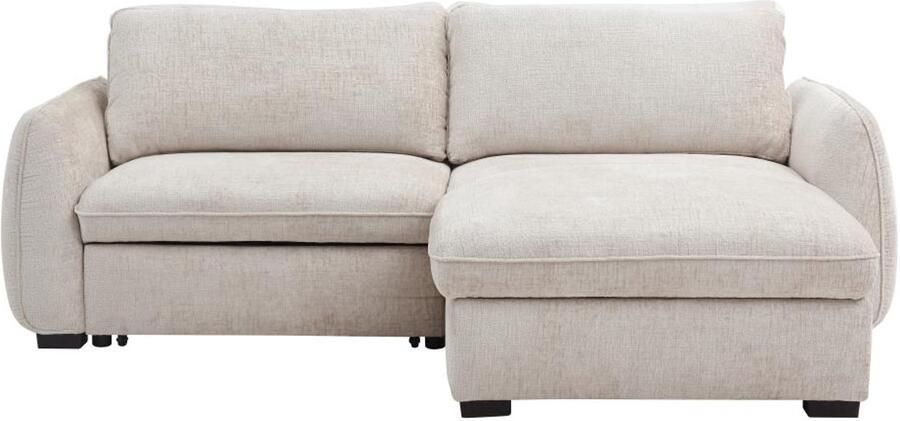 Vente-unique Uitklapbare hoekbank in gechineerde beige stof MONAVI