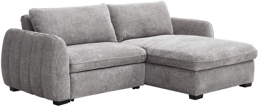 Vente-unique Uitklapbare hoekbank in gechineerde grijze stof MONAVI
