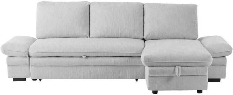 Vente-unique Uitklapbare hoekbank met omkeerbare hoek in lichtgrijs chenille stof SIVIARA