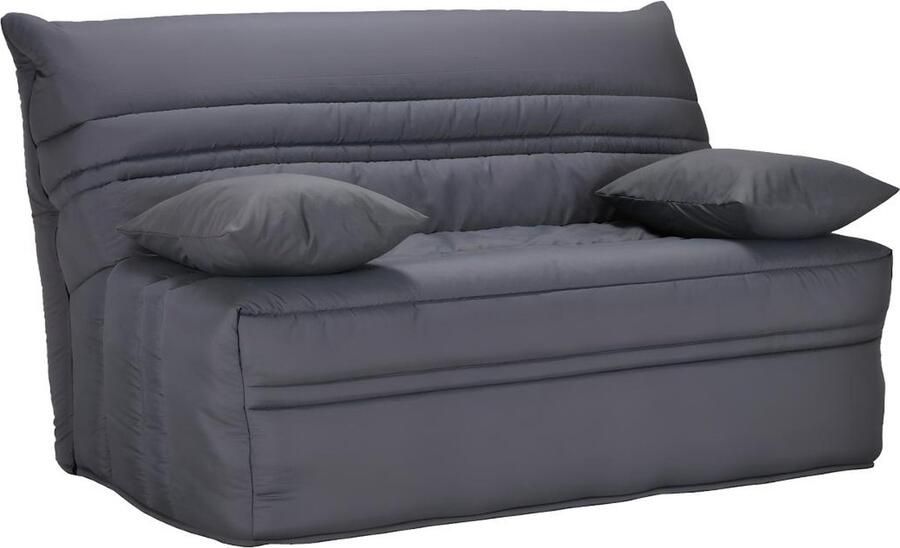 Vente-unique Uitklapbare slaapbank 100% katoen met eenvoudig sluitsysteem 140 x 190 cm grijs CANYON III L 143 cm x H 89 cm x D 97 cm - Foto 3