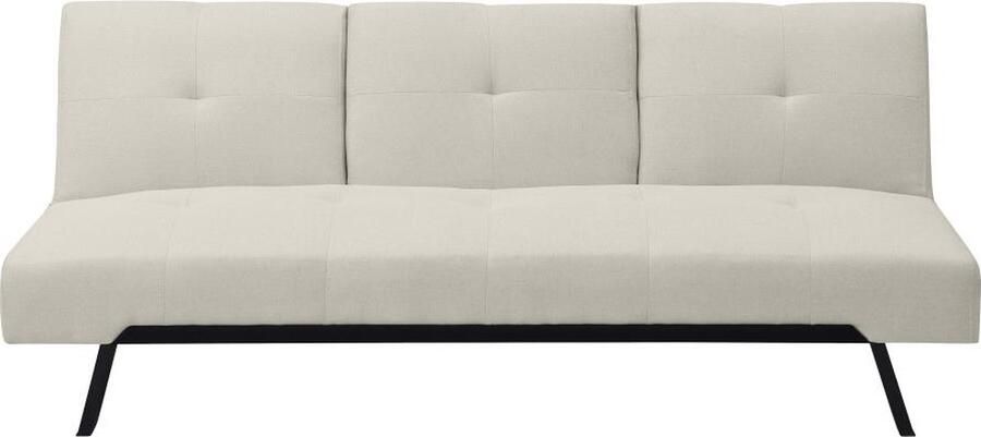 Vente-unique Uitklapbare slaapbank van beige stof met centrale neerklapbare rugleuning PRAGUE II L 180 cm x H 77 cm x D 86 cm