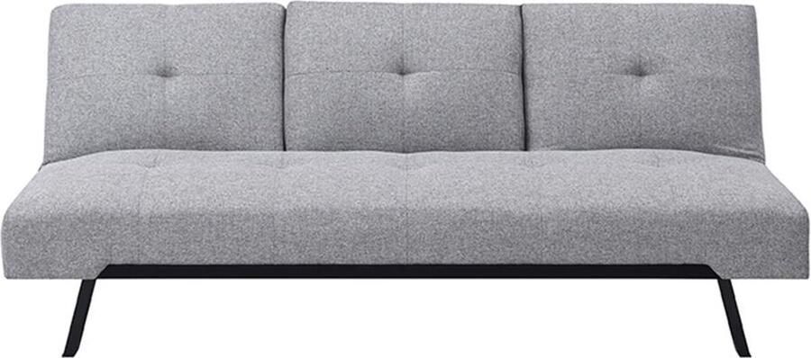 Vente-unique Uitklapbare slaapbank van grijze stof met centrale neerklapbare rugleuning PRAGUE II L 180 cm x H 77 cm x D 86 cm