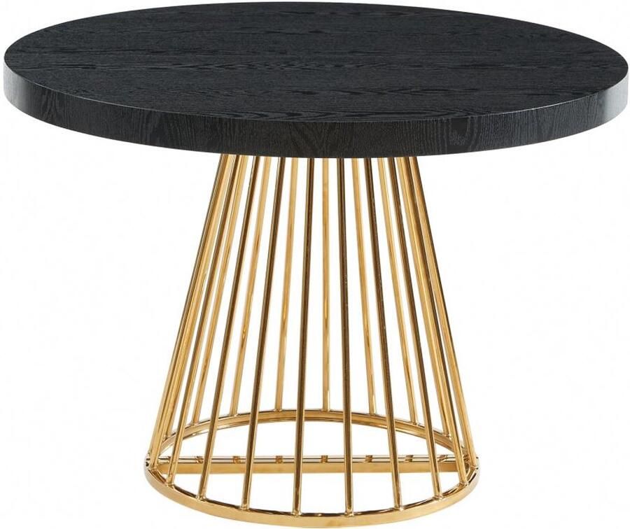 Vente-unique Uitschuifbare eettafel 2 tot 12 plaatsen van mdf en staal Zwart en goud FIRELA L 260 cm x H 76 cm x D 110 cm