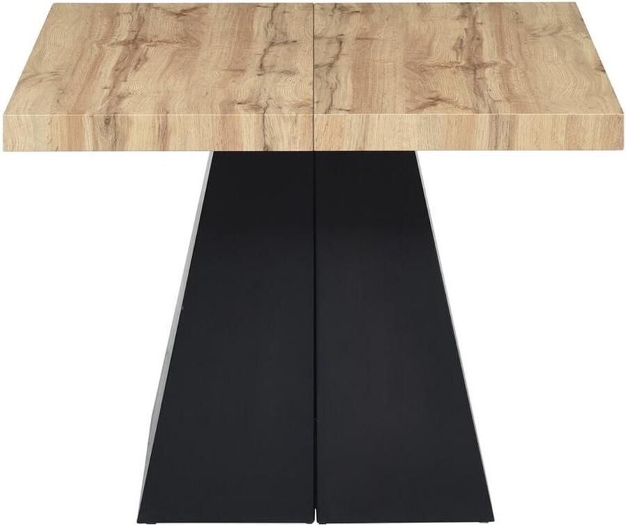 Vente-unique Uitschuifbare eettafel 4 tot 10 plaatsen van mdf en metaal Naturel en zwart EMELIA L 250 cm x H 75 cm x D 100 cm