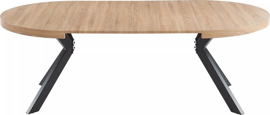 Vente-unique Uitschuifbare eettafel 4 tot 8 plaatsen van mdf en staal Naturel en zwart KOMONI L 220 cm x H 76 cm x D 120 cm - Foto 2