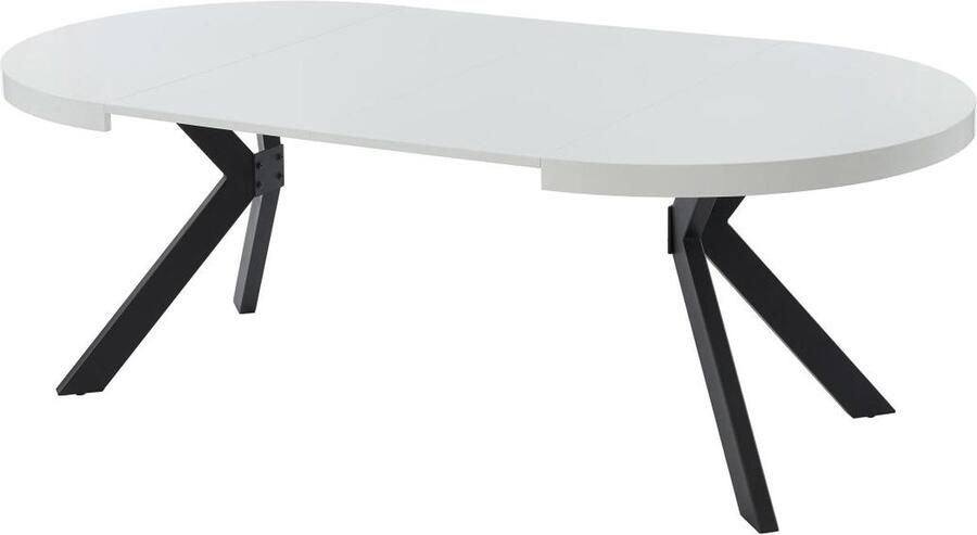 Vente-unique Uitschuifbare eettafel 4 tot 8 plaatsen van mdf en staal Wit gelakt en zwart KOMONI L 220 cm x H 76 cm x D 120 cm - Foto 2
