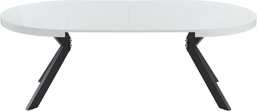 Vente-unique Uitschuifbare eettafel 4 tot 8 plaatsen van mdf en staal Wit gelakt en zwart KOMONI L 220 cm x H 76 cm x D 120 cm - Foto 4