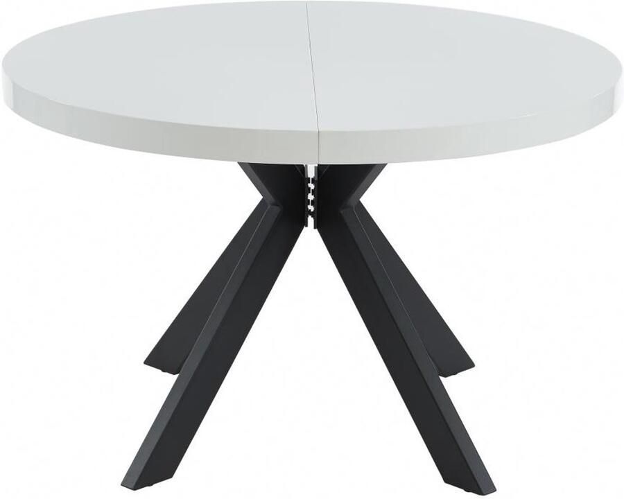 Vente-unique Uitschuifbare eettafel 4 tot 8 plaatsen van mdf en staal Wit gelakt en zwart KOMONI L 220 cm x H 76 cm x D 120 cm