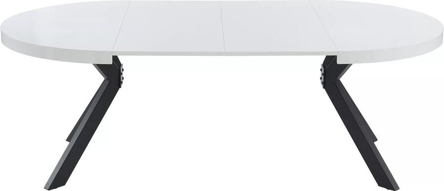 Vente-unique Uitschuifbare eettafel 4 tot 8 plaatsen van mdf en staal Wit gelakt en zwart KOMONI L 220 cm x H 76 cm x D 120 cm - Foto 3