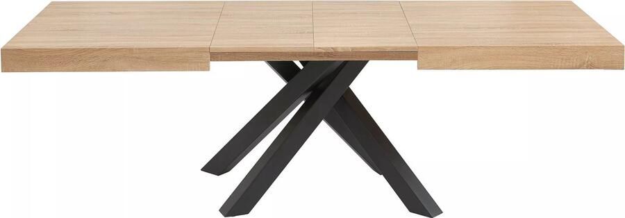 Vente-unique Uitschuifbare eettafel 6 tot 10 plaatsen van mdf en hevea Naturel en zwart CATONAV L 240 cm x H 75 cm x D 90 cm - Foto 4