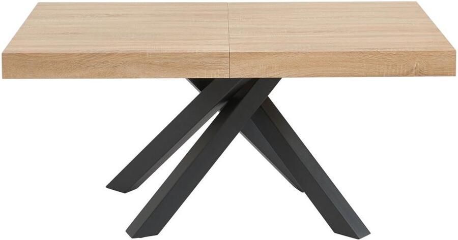 Vente-unique Uitschuifbare eettafel 6 tot 10 plaatsen van mdf en hevea Naturel en zwart CATONAV L 240 cm x H 75 cm x D 90 cm - Foto 2
