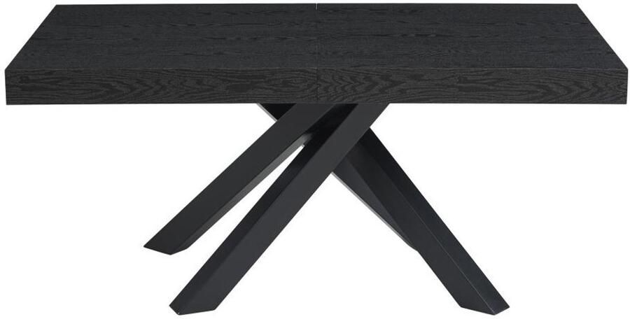 Vente-unique Uitschuifbare eettafel 6 tot 10 plaatsen van mdf en metaal Zwart CATONAV L 240 cm x H 75 cm x D 90 cm
