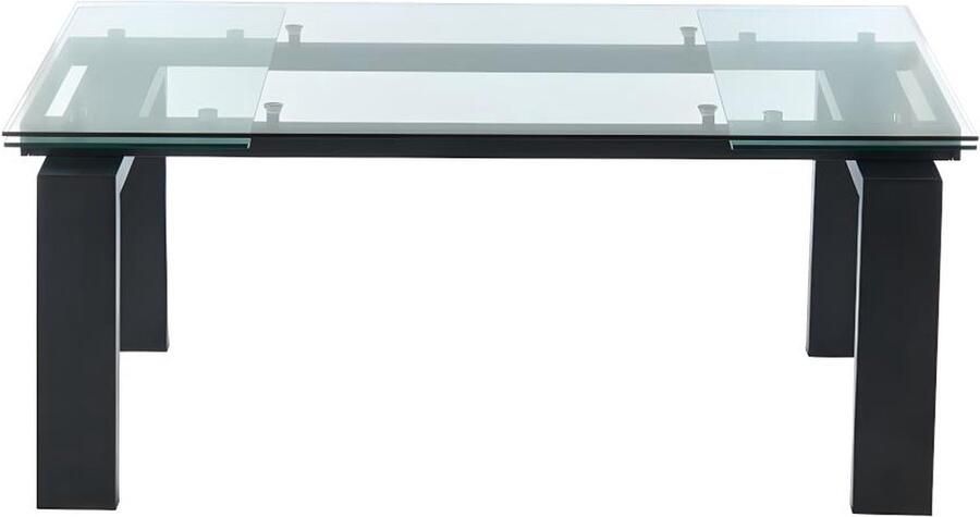 Vente-unique Uitschuifbare eettafel LUBANA Gehard glas en metaal Zwart 8 tot 10 personen L 270 cm x H 75 cm x D 100 cm - Foto 4