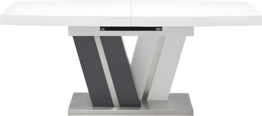 Vente-unique Uitschuifbare eettafel NOAMI II 6 tot 8 personen Gelakt mdf grijs en wit L 220 cm x H 75 cm x D 90 cm
