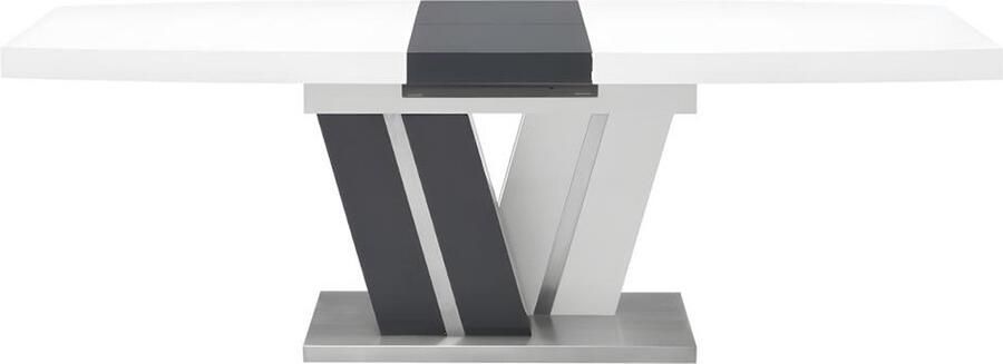 Vente-unique Uitschuifbare eettafel NOAMI II 6 tot 8 personen Gelakt mdf grijs en wit L 220 cm x H 75 cm x D 90 cm - Foto 2