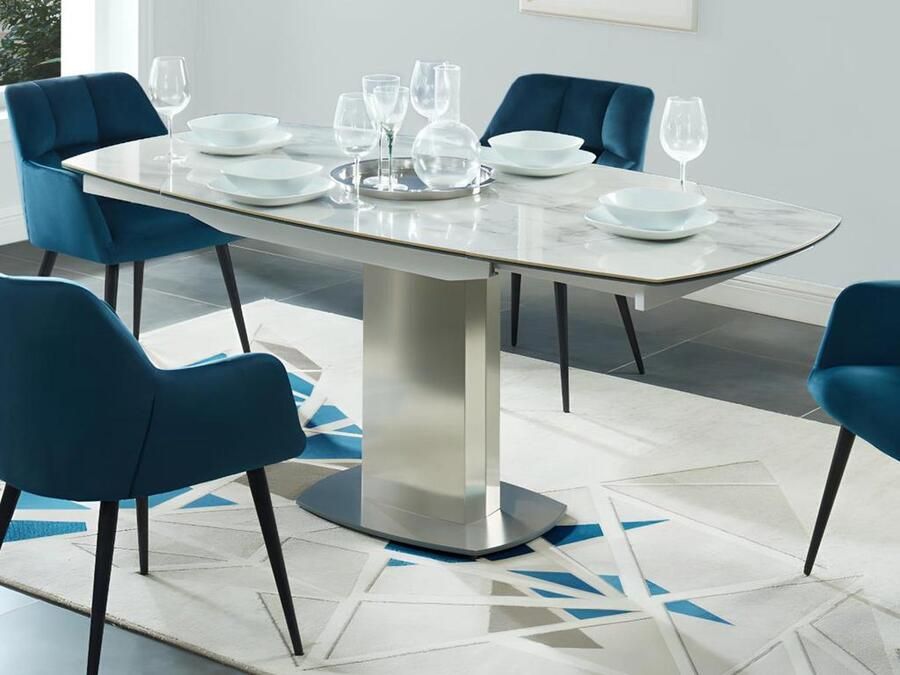 Vente-unique Uitschuifbare eettafel TALICIA 4 tot 6 personen Keramiek en ijzer L 180 cm x H 75 cm x D 90 cm - Foto 2