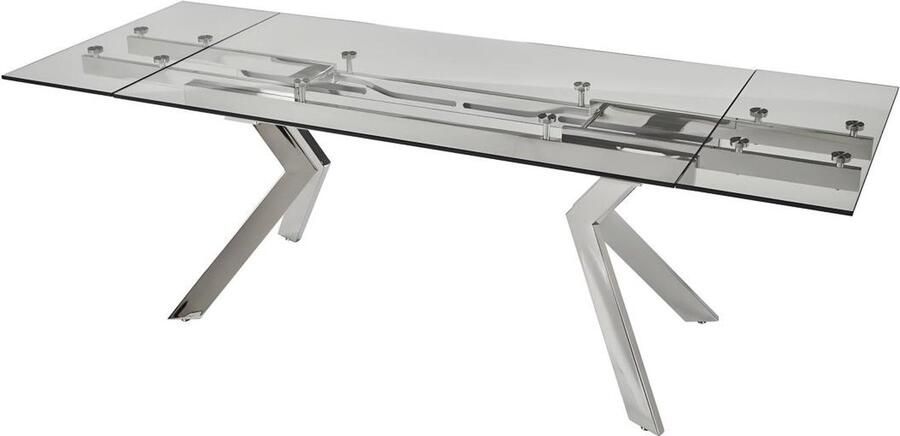 Vente-unique Uitschuifbare eettafel VELIKA Gehard glas & metaal 6 à 8 personen L 240 cm x H 76 cm x D 90 cm - Foto 3