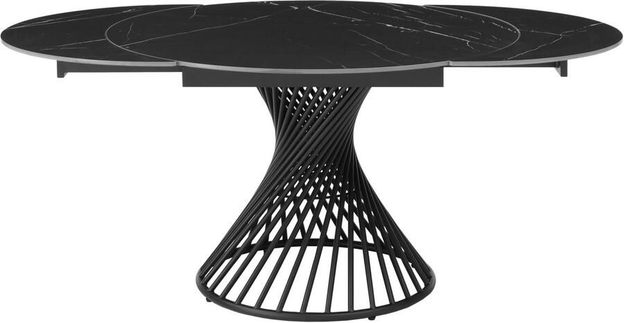 Vente-unique Uitschuifbare eettafel voor 4 tot 8 personen in keramiek en metaal Look van zwart marmer CASTINA L 180 cm x H 76 cm x D 120 cm - Foto 2