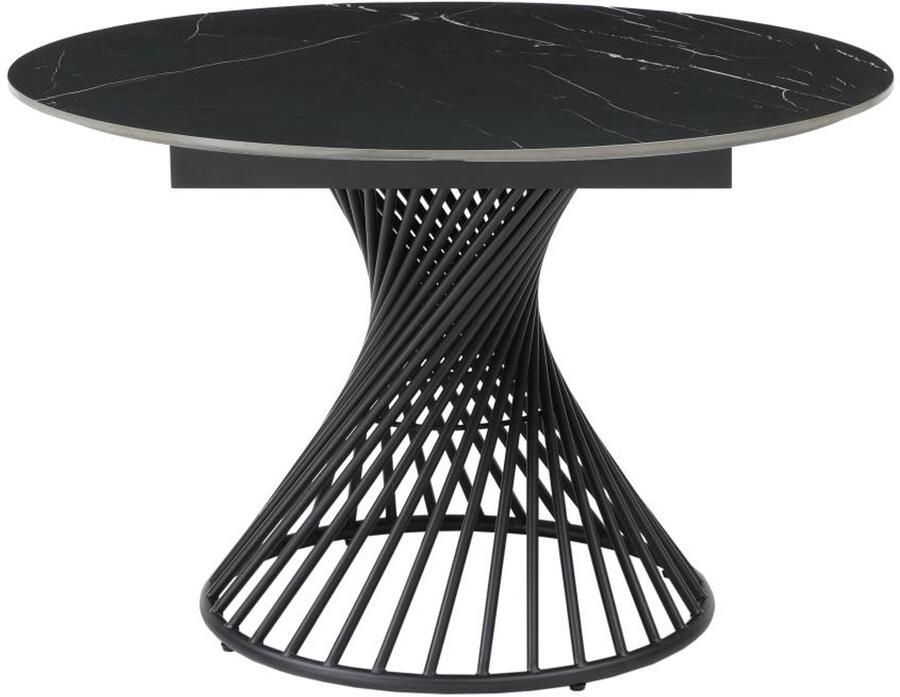 Vente-unique Uitschuifbare eettafel voor 4 tot 8 personen in keramiek en metaal Look van zwart marmer CASTINA L 180 cm x H 76 cm x D 120 cm