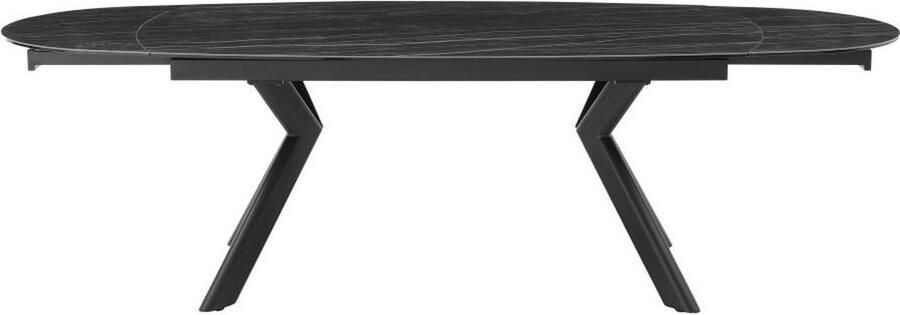 Vente-unique Uitschuifbare eettafel voor 6 tot 10 personen in gehard glas en keramiek Look van zwart marmer MARDEL L 260 cm x H 76 cm x D 100 cm