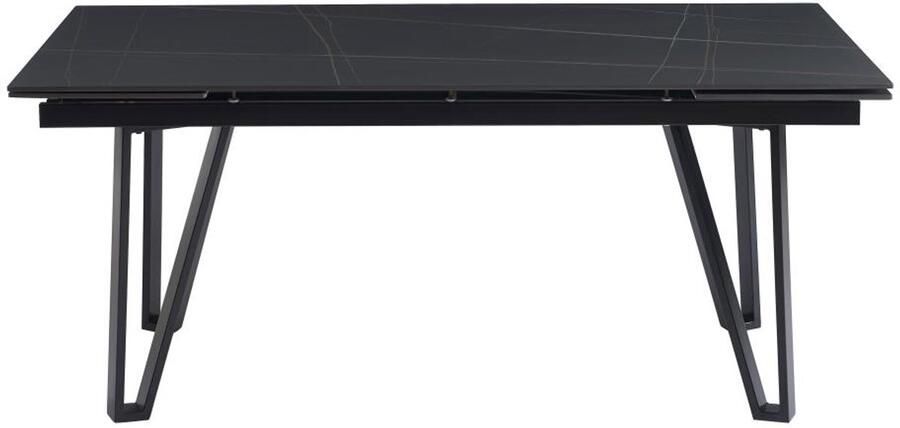 Vente-unique Uitschuifbare eettafel voor 6 tot 10 personen in keramiek en metaal Zwarte marmerlook SARINO L 260 cm x H 76 cm x D 90 cm - Foto 2