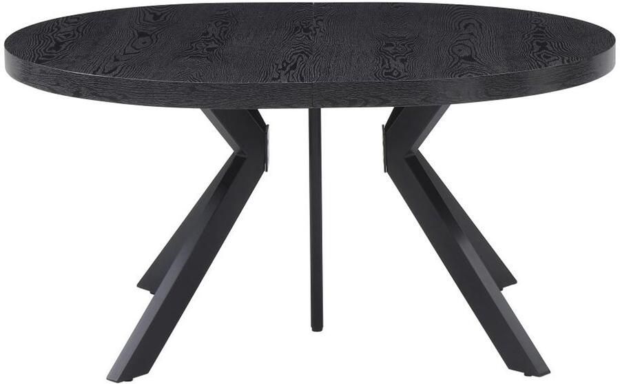 Vente-unique Uitschuifbare eettafel voor 6 tot 12 personen van MDF en staal Zwart KOMONI